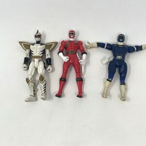 Vintage Power Rangers Action Figure Lot of 3, Bandai 1997, 2001, 2003, Red, Blue